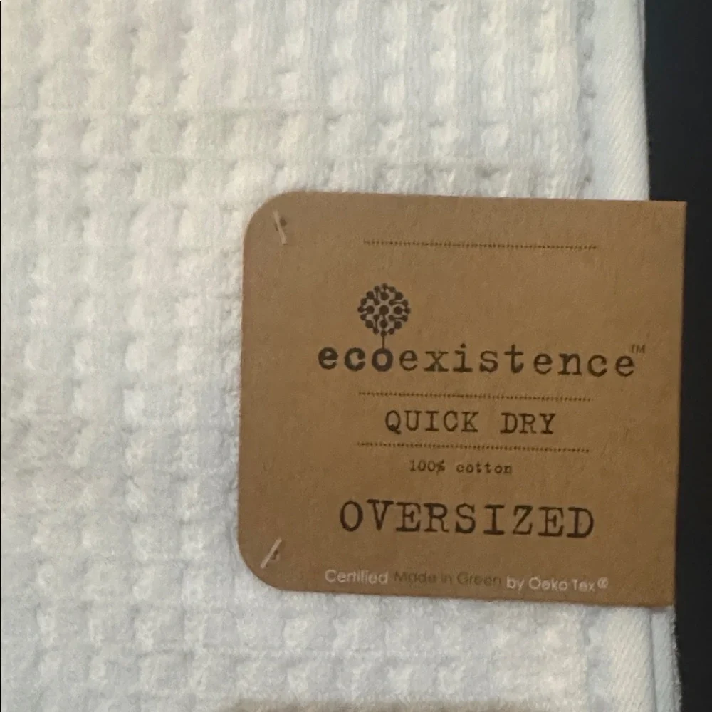 10pc ECOEXISTENCE Oversized Quick Dry 100% Cotton Bath Towel Set - White
